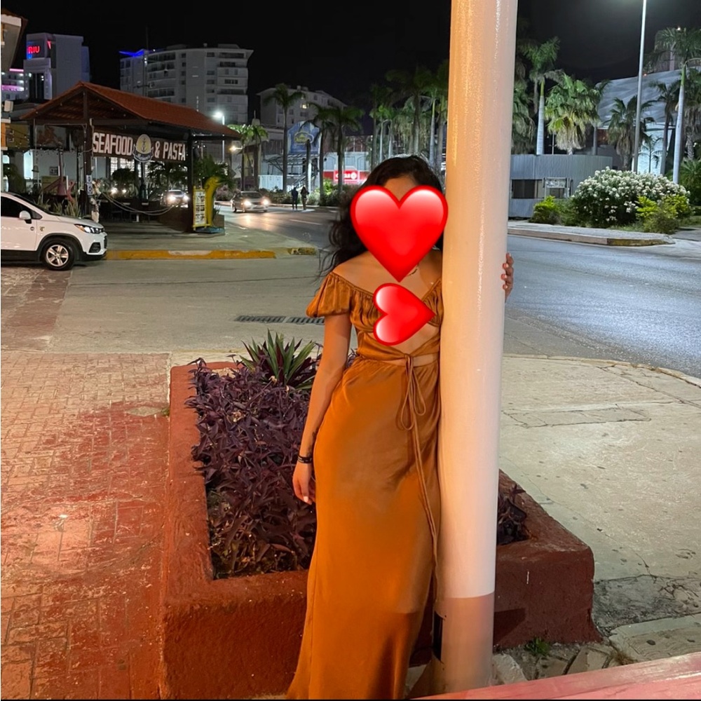 Copper maxi dress